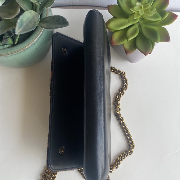 Kurt Geiger London Mini Soho Leopard Print Calf Hair Leather Striped Crossbody - Picture 8 of 15